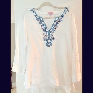 Lilly Pulitzer fabulous embroidered linen tunic